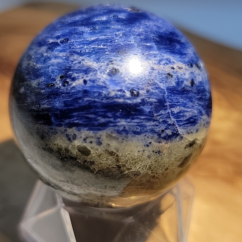 50mm Sunset Blue Sodalite Gemstone Sphere Chakra Reiki Healing Sculpture - Picture 3 of 9